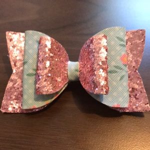 Double layer floral and pink sparkle bow!